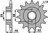 Zębatka przednia 2222 15 18nc ducati 796 hypermotard 10-12, monster 796 10-12 (łańc. 525)