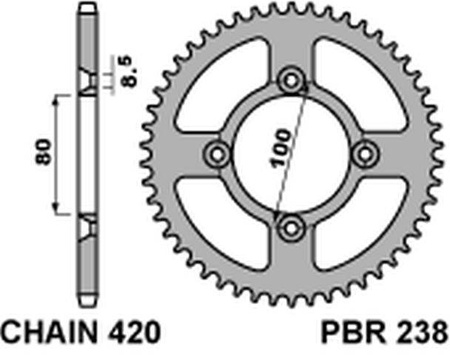 Zębatka tylna 238 46 c45 honda crf 80f 04-13 (łańc.420) (jtr1214.46)