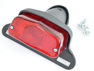 LAMPA TYLNA DO KLASYKÓW Z MOCOWANIEM TABLICY REJESTRACYJNEJ KOLOR CZARNY (WZÓR LUCAS) (LATA 1963 - 1973)