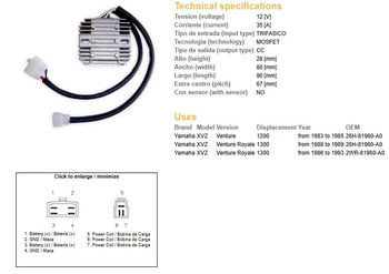 Dze regulator napięcia yamaha xvz1200/1300 z venture royate 83-93
