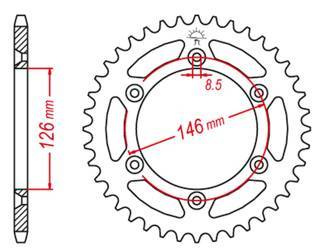 Zębatka tylna aluminiowa kolor czarny 808 52 suzuki drz 400 '00-'20, rm 125/250, rmz 250/450 (jtr808.52)