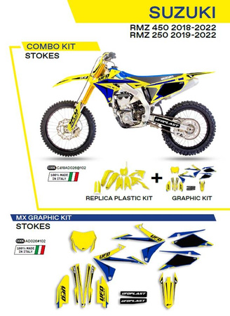 Komplet plastików plukomplet naklejek (oklein) suzuki rmz 250 '19-'22