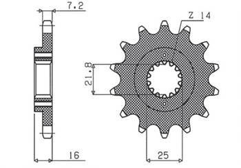 Zębatka przednia 2050 14 ducati 796/916/944/996 (-1) (jtf740.14) (łańc. 525) (205014jt)