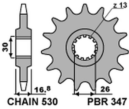 Zębatka przednia 347 16 honda cbr 1000rr '04-'16, cbf 1000, cbr 900/929/954 (jtf333.16) (łańc. 530) (34716jt)