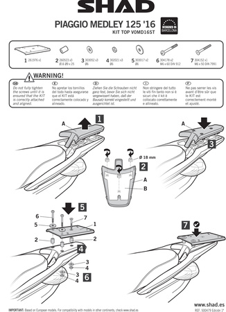 Stelaż kufra tylnego Shad do Piaggio Medley 125 (2016-2018)