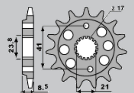 Zębatka przednia 2071 14 honda xr 400r 96-00, trx 400rx 99-04 (4049-14) (jtf1332.14)
