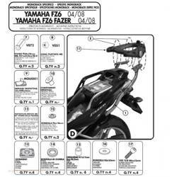 stelaż kufra centralnego yamaha fz6 / fzs 600 fazer (04-06), fz6 s2 / fz6 600 fazer s2 (07-11) ( bez płyty ) - patrz opis dodatkowy