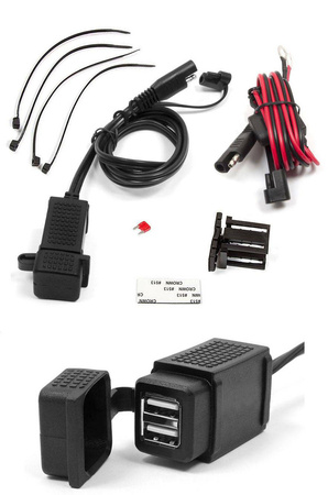 Motocyklowe podwójne gniazdo usb montaż na kierownice - mus08