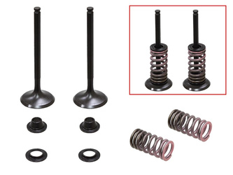 ZAWORY WYDECHOWE (KOMPLET 2 SZT. ZAWORÓW ZE SPRĘŻYNAMI I PODKŁADKAMI) YAMAHA WRF 450 '16-'20, (WR 450 F) Y450 '14-'19, YZ 450FX '16-'20 STALOWE (MX-09554E) (35X5,45X85,77MM)