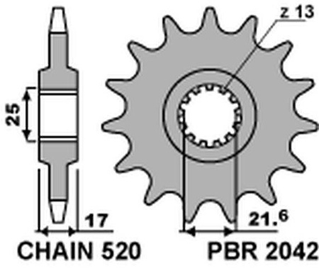 Zębatka przednia 2042 15 18nc honda cb 500f/x '13-15, cbr 500r `13-15 (łańc. 520)