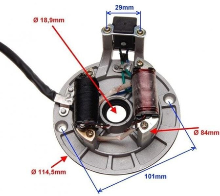 Stator iskrownik 2 cewki mini enduro 125 Cc 4T