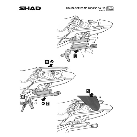 Stelaż do kufrów bocznych Shad 3P do Honda NC750 X/S