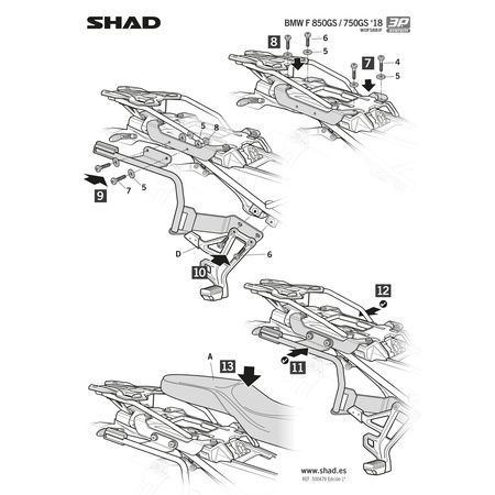 Stelaż do kufrów bocznych Shad 3P do BMW F750GS F850GS