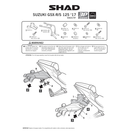 Stelaż do kufrów bocznych Shad 3P do Suzuki GSX-S 125
