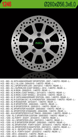 Tarcza hamulcowa tył harley davidson 883/1200 (260x56,3x6) (5x10,5mm)