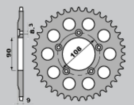 Zębatka tylna 1026 38 ducati 750 paso '86-'90, 906 paso '90-'93