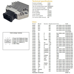 Dze regulator napięcia honda cbr1100xx 96-98, vfr750f 90-97 (35a) (31600-my7-305) (esr580;esr587,rgu-107;cl691-12) - zastępuje 2055-01