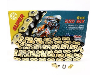 ŁAŃCUCH NAPĘDOWY 520 MX (120 OGNIW) ZŁOTY (MOTOCROSS) DO 450 CCM (35,8 KN) + ZAPINKA