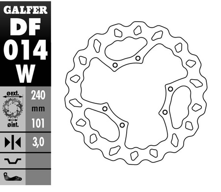 Tarcza hamulcowa przód honda cr 125r/250r '95-'07, cr 500 '95-'00, crf 250r/450r '02- wave (240x101x3mm)