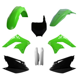 KOMPLET PLASTIKÓW (FULL KIT) KAWASAKI KX 250F '06-'08 W ZESTAWIE TABLICA PRZEDNIA (8660800001) I OSŁONY AMORTYZARORÓW (8351200001) KOLOR ZIELONY CZARNY OEM
