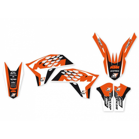 Komplet naklejek (oklein) ktm exc '08-'11, sx/sxf 125  '07-'10 , dream 4 kolor pomarańczowy/czarny