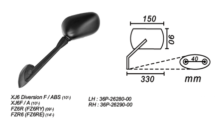 Lusterko lewe yamahaxj6 diversion/f fz6r 2009-… power force