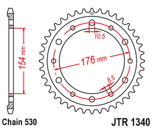 Zębatka tylna 4434 44 honda cb 1000r '08-'16 (443444jt) (łańc. 530)