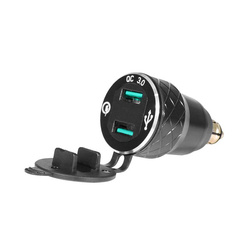 motocyklowe podwójne gniazdo usb qc 3.0 - 36 w din quick charge z woltomierzem bmw / triumph