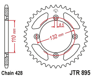 Zębatka tylna 4486 49 ktm sx 85 '04-'18, 105 xc '07-'11 (448649jtzbk)* (łańc. 428) kolor czarny