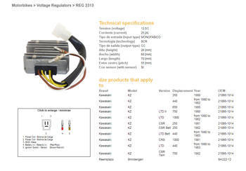 Dze regulator napięcia kawasaki kz250/440/650, kz750ltd twin 80-82