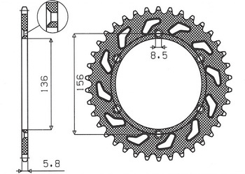 Zębatka tylna 702 43 husqvarna sm 610 (08-09), suzuki dr350 (90-03), rgv 250 (91-96) (jtr822.43) (łańc. 520) (70243jt)