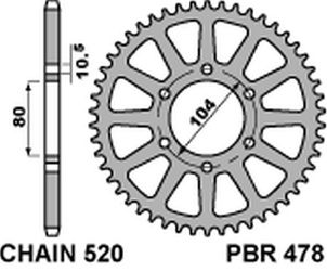 Zębatka tylna 478 47 c45 kawasaki z 1000/sx '03-'20, zx-10r/rr '04-'20, zx-6r '98-'20, er-6n '06-'17, versys 650 '07-'20 (jtr478.47) (łańc.5