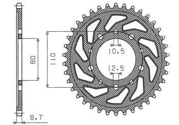 Zębatka tylna 334 42 honda cbr 1000f '93-'98, cb 1000, cbx 1000 (jtr1334.42) (łańc. 530) (33442jt) - zastąpiona przez sun1-5363-42