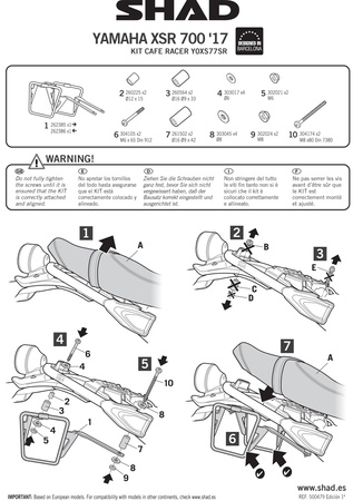 Stelaż sakwy bocznej SR Shad do Yamaha XSR700