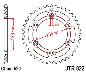 Zębatka tylna 702 50 aluminiowa racelite husqvarna sm 610 (08-09), suzuki dr350 (90-03), rgv 250 (91-96) (70250jta) (łańc. 520) kolor niebieski