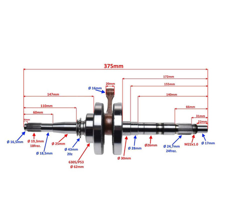 Wał korbowy do ATV Bashan BS250S-5