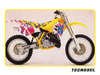 Komplet naklejek (oklein) + pokrowiec/poszycie na siedzenie suzuki rm 125/250 '89-'92, replica oem suzuki '92