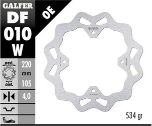 TARCZA HAMULCOWA TYŁ HONDA CRF 250L/M '13-; CRF 300L RALLY '21-; FMX 650 '05-; NX 650 DOMINATOR '93-'01; SLR 650 '96- (WAVE FIXED) (220X105X4MM)
