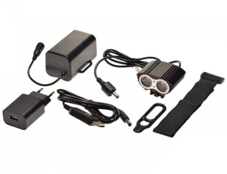Lampa rowerowa przód 2 x LED czarna 4800 mAh