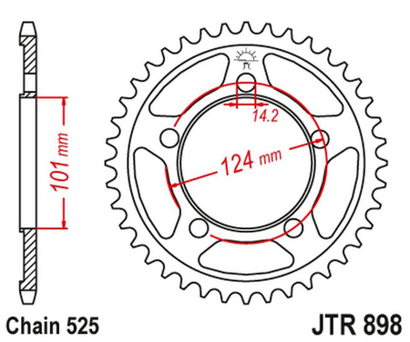 Zębatka tylna 4508 38 ktm 990 superduke/r '05-12 1190 rc8/r '10-15 (450838jt) (std.38) (łańc. 525) kolor czarny