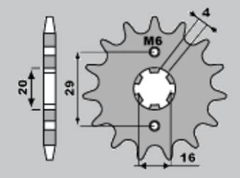 Zębatka przednia 425 16 suzuki ts125 r/x '90-'96, rg125 '92-'96 (jtf425.16)