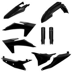 WYPRZEDAŻ KOMPLET PLASTIKÓW (FULL KIT) KTM EXC/EXC-F/XC-W/XC-WF TBI '24-'25 W ZESTAWIE OSŁONY AMORTYZATORÓW (8352500002) KOLOR CZARNY