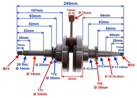 Wał korbowy 4T koło pompy oleju 16z GY6