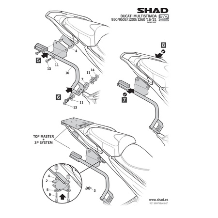 Stelaż do kufrów bocznych Shad 3P do Ducati Multistrada 1260 / Enduro ( 2018 - 2020 )