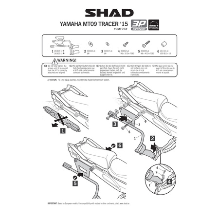 Stelaż do kufrów bocznych Shad 3P do Yamaha MT 09 Tracer