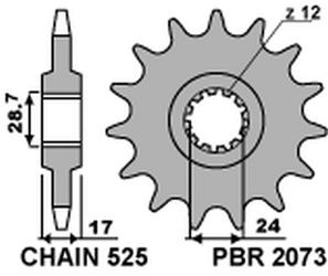 Zębatka przednia 2073 15 honda cb 600 hornet '97-'06, cbr 600f '97-'98, cbf 600 '04-'07 (jtf1371.15) (łańc. 525) (207315jt)
