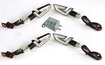 KIERUNKOWSKAZY LED PIORUN HOMOLOGACJA E8 4 SZT + PRZERYWACZ