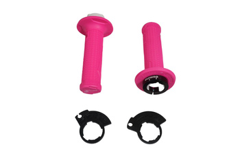 DOMINO MANETKI (GRIPY) OFF ROAD D-LOCK NA JEDNĄ LINKE 2T (Z ADAPTERAMI ROLGAZU - KTM, HUSQVARNA, GASGAS, HONDA, KAWASAKI, SUZUKI, YAMAHA I INNE) KOLOR RÓŻOWY