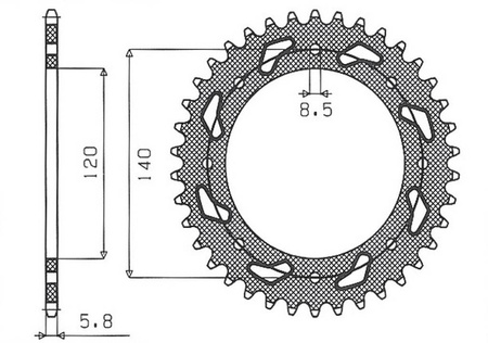 Zębatka tylna 491 42 kawasaki klr 650c '95-'03, kawasaki kle 500 '91-'07  (jtr487.42) (łańc. 520) (49142jt)