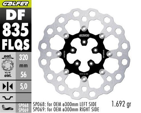 TARCZA HAMULCOWA PRZÓD HARLEY-DAVIDSON (320X56X5) PŁYWAJĄCA (CUBIQ) (OVERSIZE) (WYMAGA SP068;SP69)
